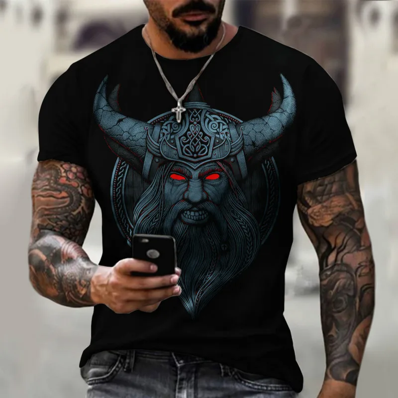 

Abstract 3D Horror Skull Ghost Printed T-Shirt Hip Hop Punk Rock Short Sleeve Viking Myth Warrior Tees Gothic Vintage Tops