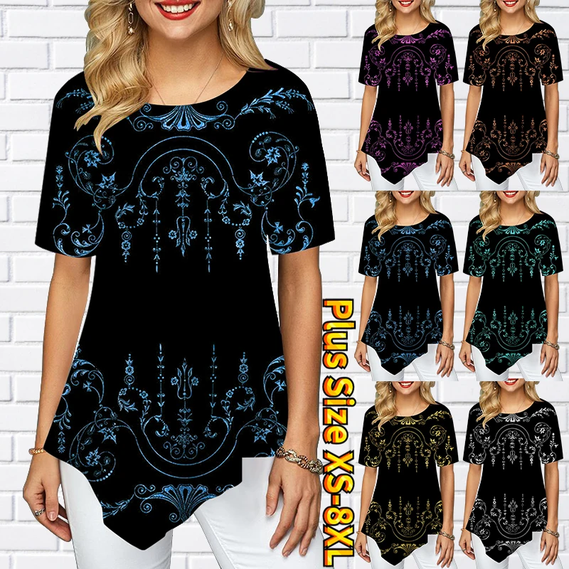 

Женская футболка с коротким рукавом и круглым вырезом, свободного покроя