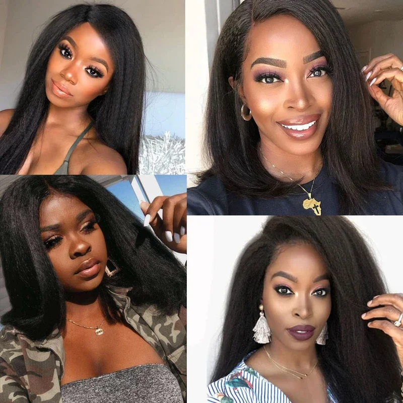 Прямой парик Bellqueen Yaki 14 дюймов без клея синтетический мягкий натуральный