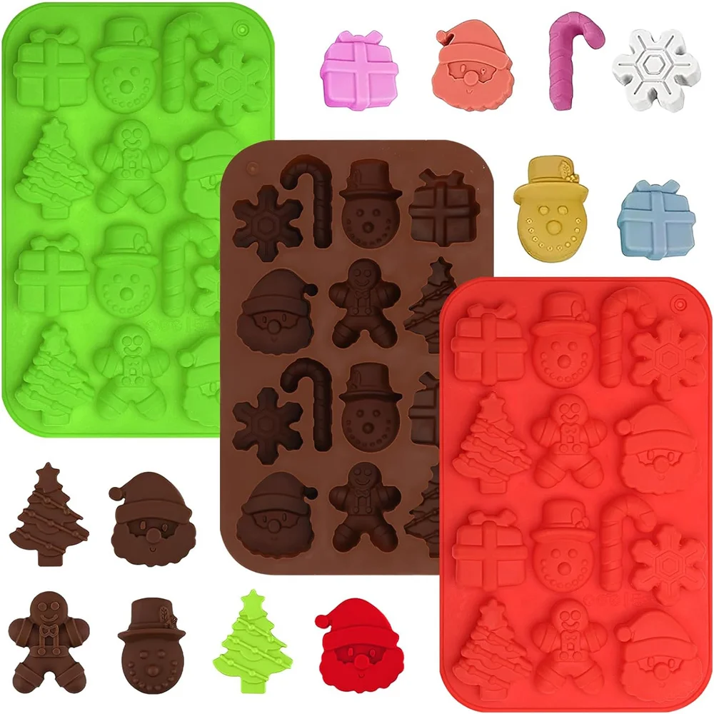 Рождественская силиконовая форма, 14 полостей, пряник, снеговик, рождественская елка, снежинка, Санта-Клаус, шоколадная силиконовая форма для подноса для льда