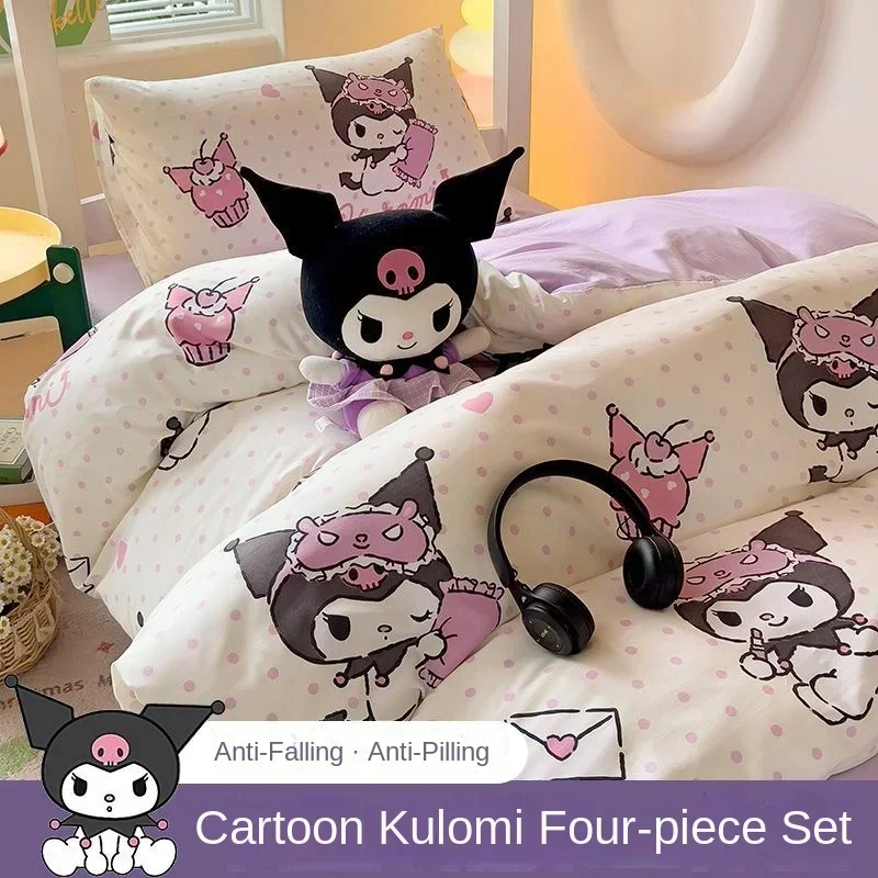 Hello Kitty Kuromi Cinnamoroll студенческое общежитие милый хлопковый комплект из четырех
