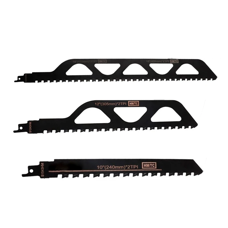 

3Pcs Reciprocating Saw Blade Carbide Tip Cutters For Cutting Concrete Red Brick Stone Masonry Saber Saw Blade