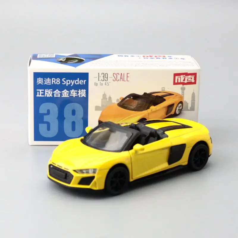 

New 1:39 alloy pull back R8 Sypder car model,convertible supercar, children's toy,2 doors,free shipping