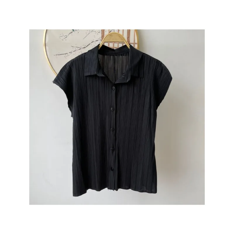 Женская однотонная плиссированная рубашка Miyake повседневная однобортная блузка
