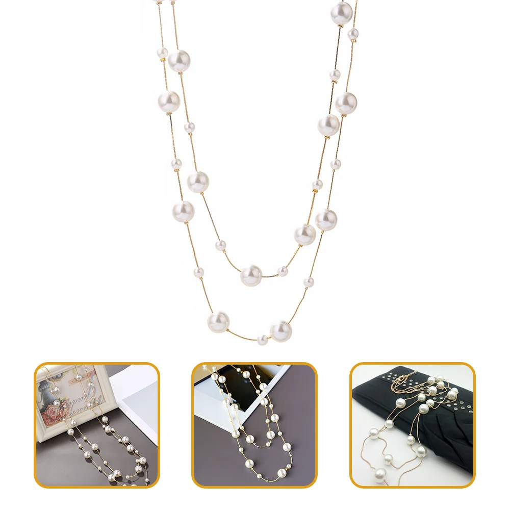 

Pearl Necklace Jewelrywomenneck Double Layer Simulation Vintage Choker Delicate Chains Chain