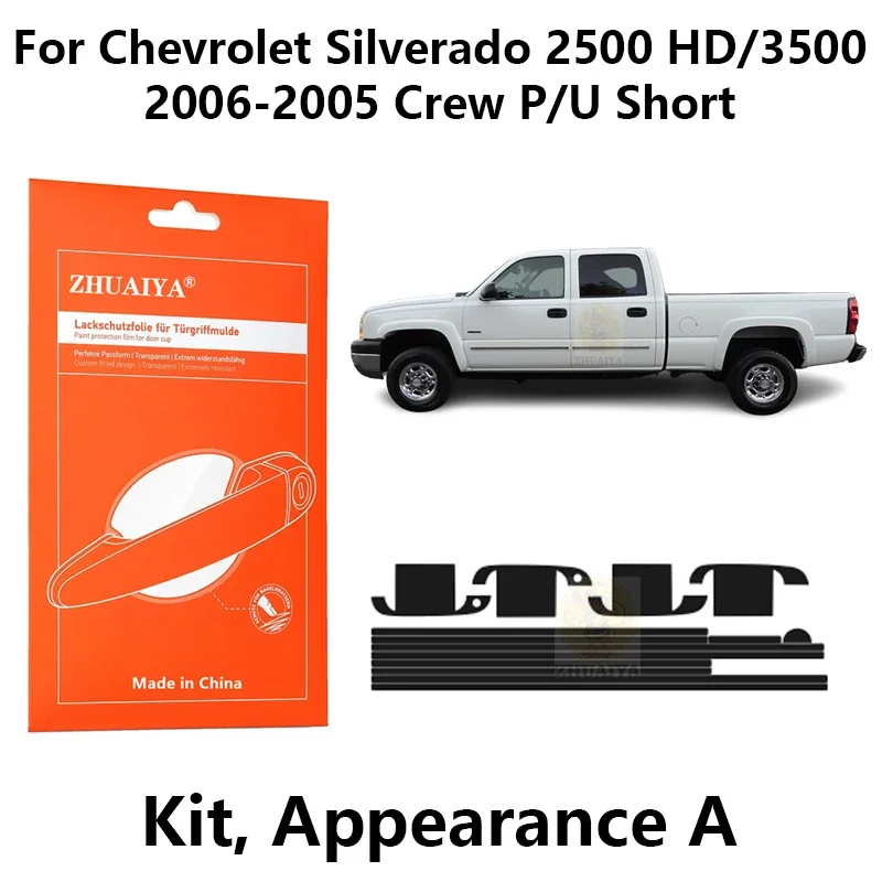 

Защитная пленка для края дверной ручки, защитная пленка из ТПУ для Chevrolet Silverado 1500 HighCounty 2024-2022 Crew P/U