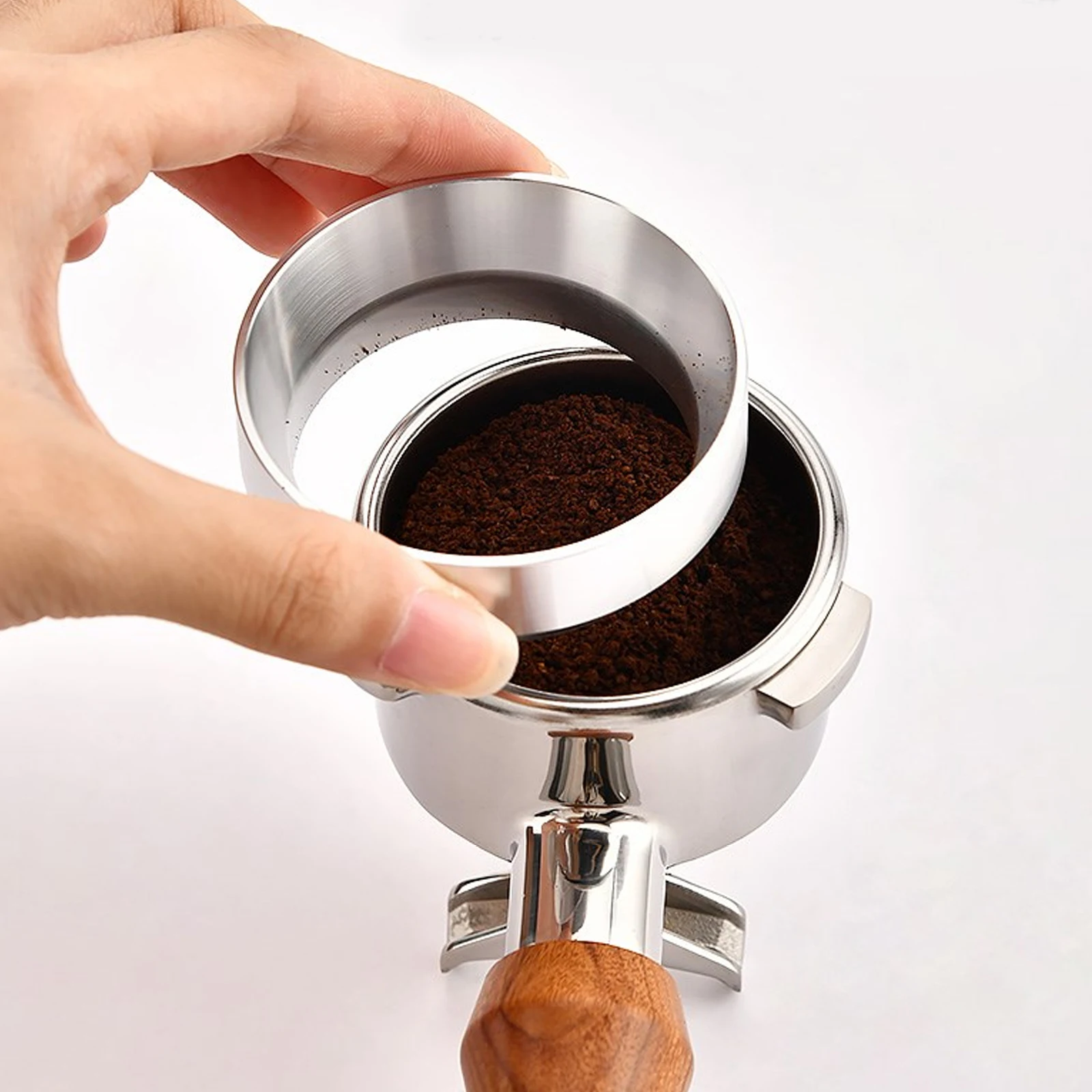 

51/53/58 Mm Espresso Magnetic Aluminum Dosing Ring Cup Funnel Filter For Brewing Bowl Coffee Powder Basket Powder Cup