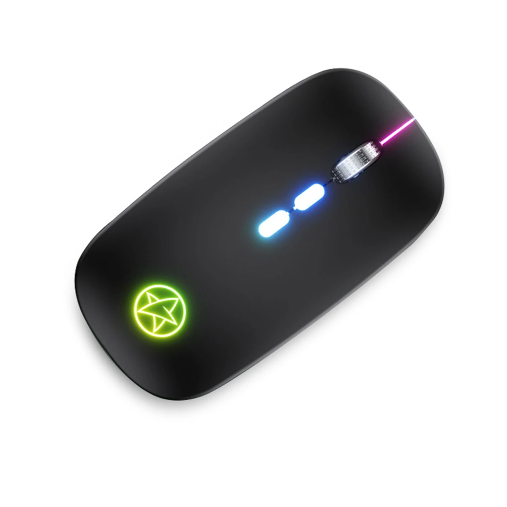 

1/2/3/5 2.4GHz Wireless Gaming Mouse 500mAh Rechargeable 7 Color Light Office Tablet Mute Mice Equipment with Power Cable Black