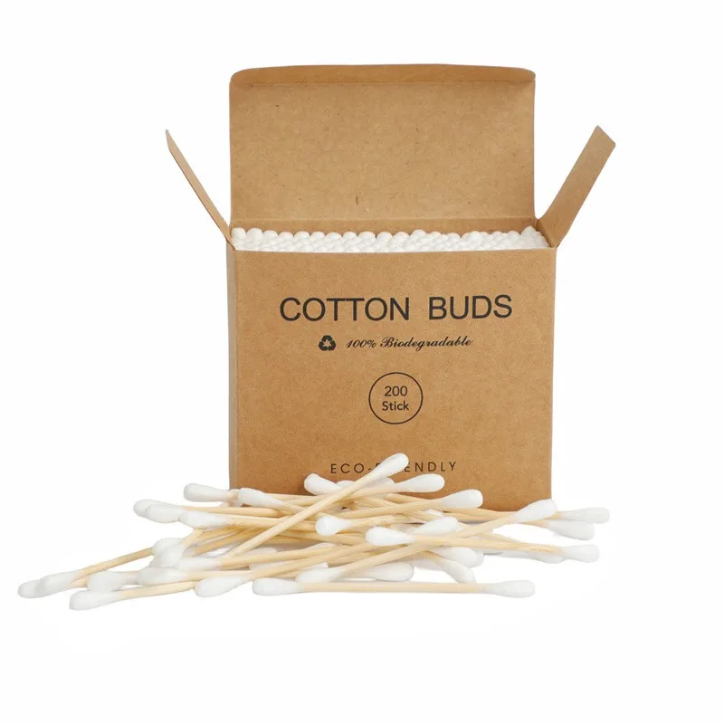 200 шт. одноразовые ватные палочки бамбуковые крафт-бумага в упаковке для ушей