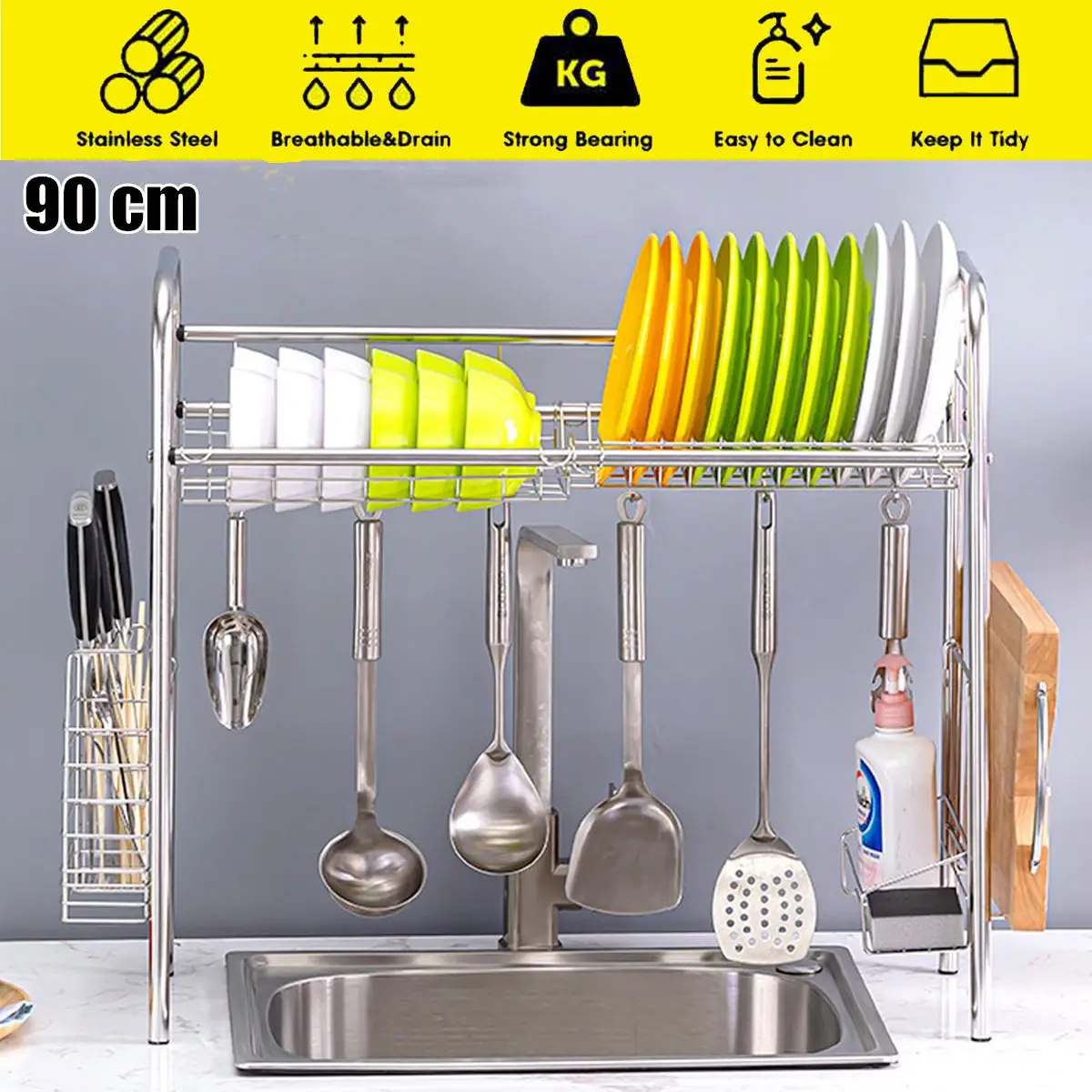 

Кухонная стойка-органайзер из нержавеющей стали, 90 см