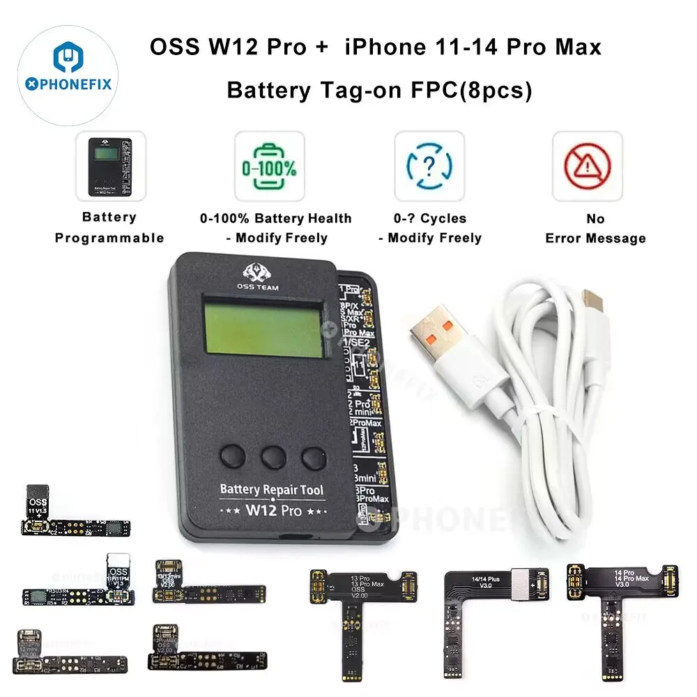 Фото W12/W11 Pro Box Гибкий кабель FPC с биркой для аккумулятора для Iphone Удаление кабеля для проверки этого аккумулятора подлинная после замены аккумулятора №5