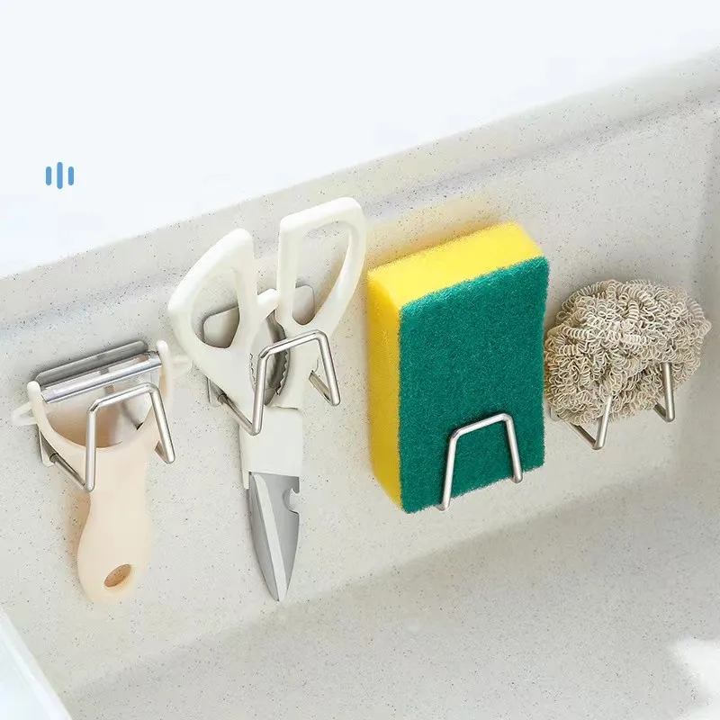 

Kitchen Stainless Steel Sink Sponges Holder Wall Hooks Accessories Self Drying Rack Storage Organizer