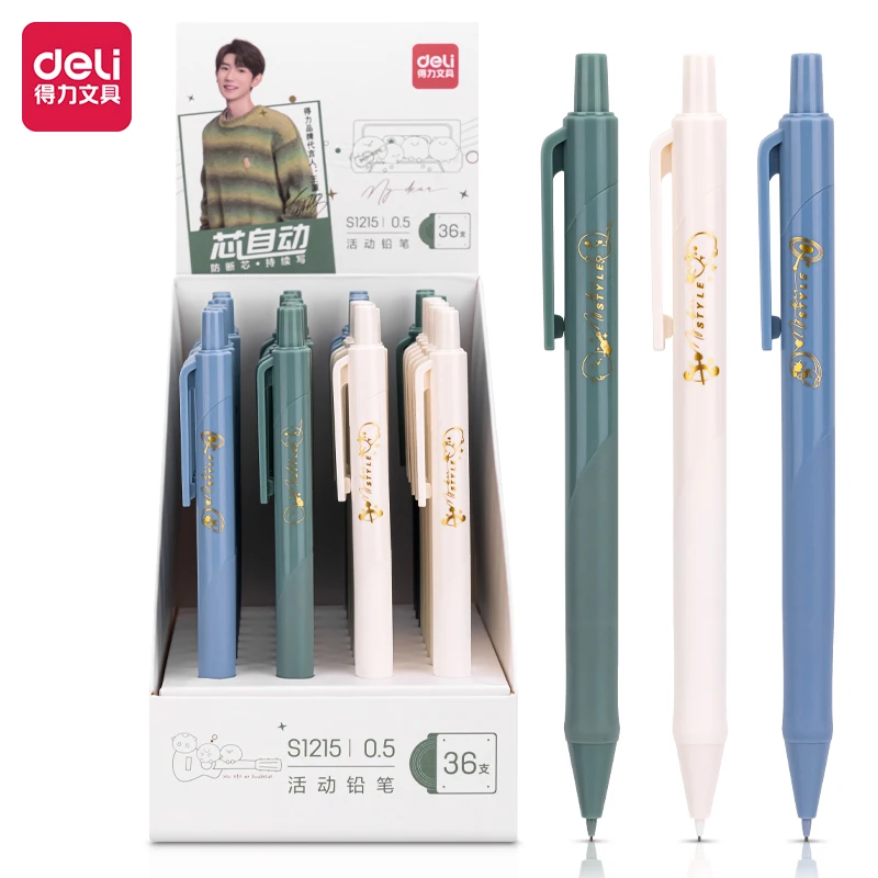 

3pcs/6pcs Deli 0.5mm 0.7mm Mechanical Pencil Office Pen School Supplies Stationery For Writing Drawing Sketch Tools