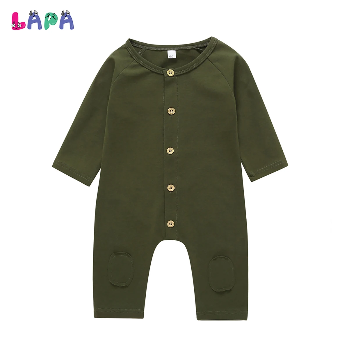 

Детский хлопковый комбинезон LAPA, однотонный комбинезон на пуговицах с длинным рукавом, 1 шт., на весну/осень