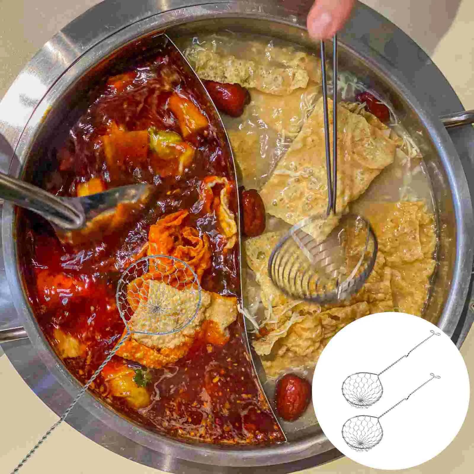 

2Pc Household Oil-Frying Spoon Stainless Steel Filter Spoon Kitchen Colander )