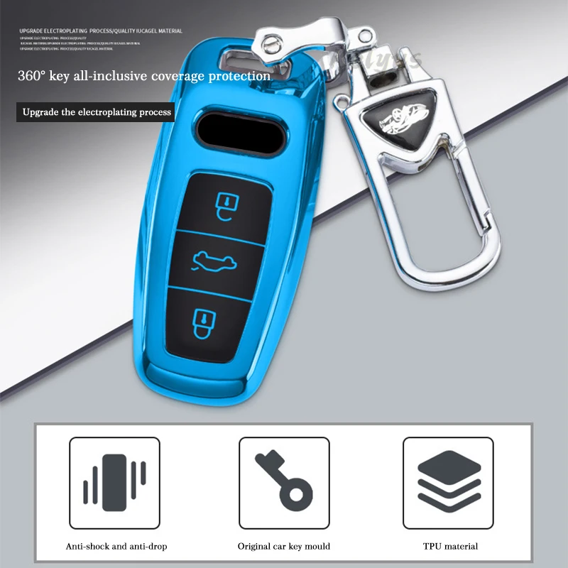 

ТПУ чехол для автомобильного ключа с дистанционным управлением чехол для ключа оболочка для Audi A6 A7 A8 Q8 E-tron C8 D5 A8L A6L 2018 2019 2020 брелок автомобиль...