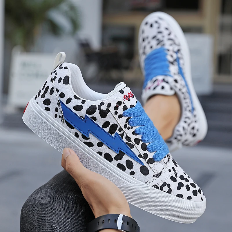 Picasso Joint Name 2024 New Leopard Print Board Shoes Couple Lightning Skateboard Bread Revenge Storm Casual Men's