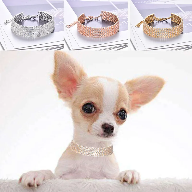 

1pc Cute Six Rows of Bling Rhinestone Pet Collar Copper Chain Fashion Crystal Cat Collar Jewelry Necklace Puppy Cat Pet Supplies