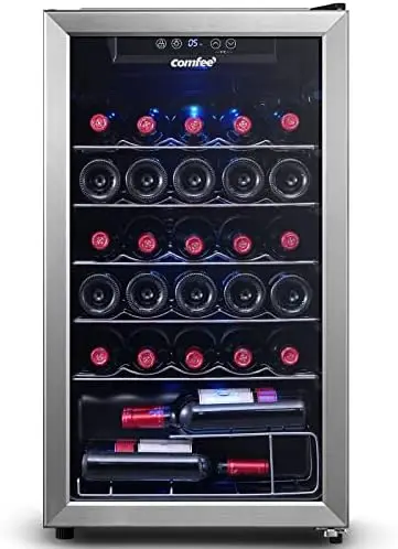 

CRW29S3AST Freestanding Wine Cellar, 29 Bottle Wine Cooler Refrigerators, Quiet Operation Compressor, Glass Door Stainless Steel