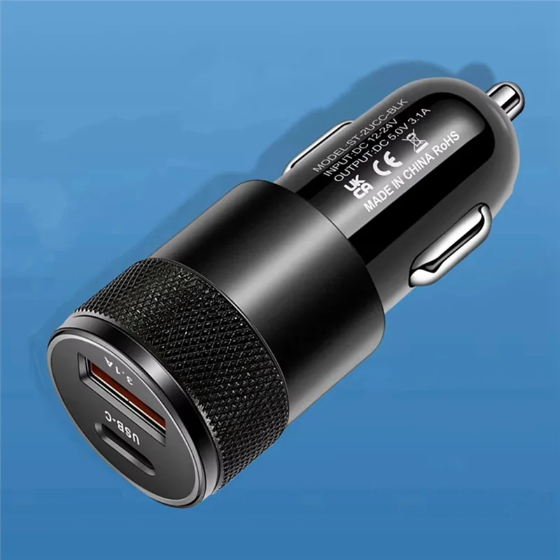 Фото ABFN-3.1A 15 Вт USB + PD Маленькое автомобильное зарядное устройство со стальной пушкой Автомобильное зарядное устройство из металлического сплава Автомобильное зарядное устройство TYPE-C №2