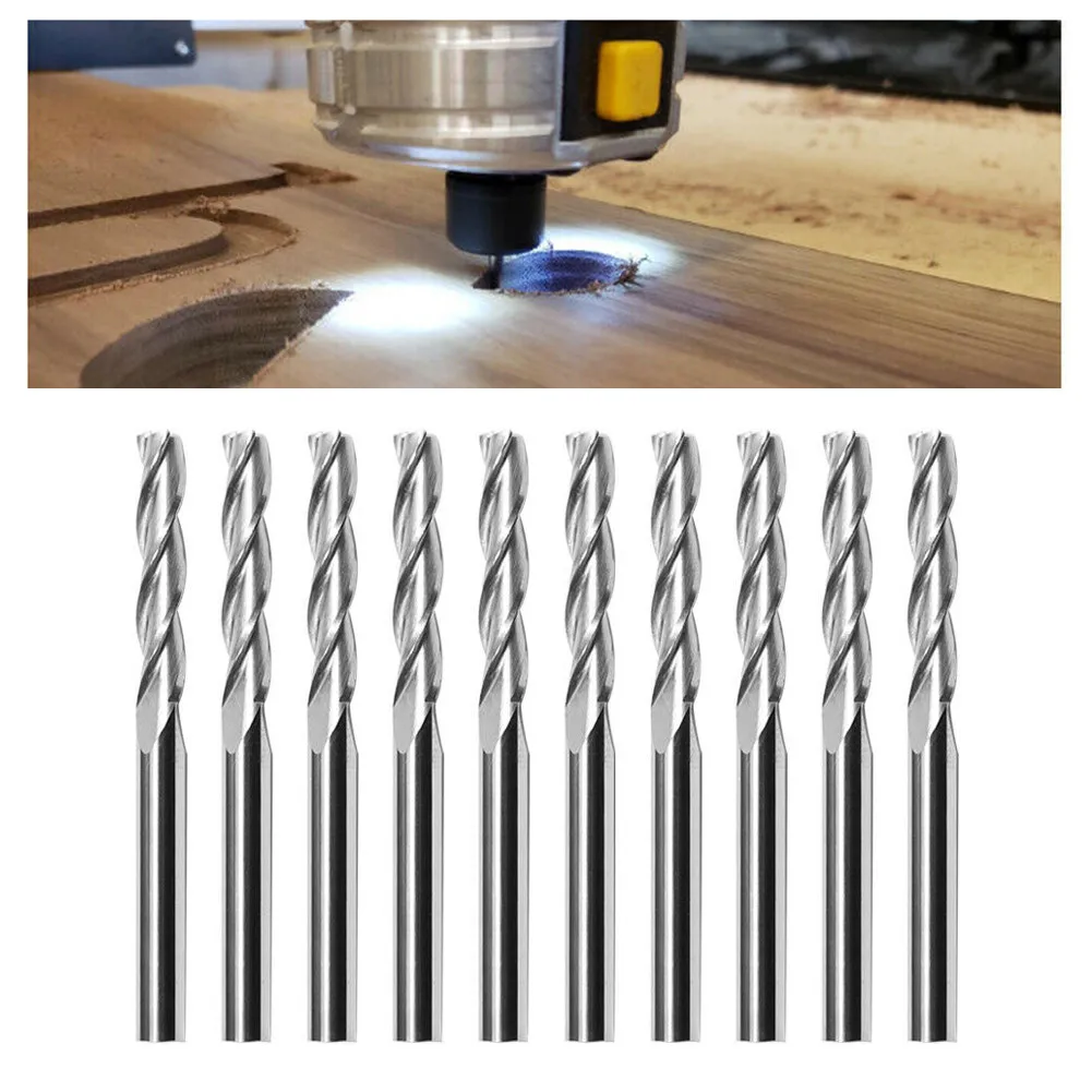 

10pcs Milling Cutter Bit 17mm Flute Length Universal Replacement Milling Cutter Bit Router Shank Spiral Tool