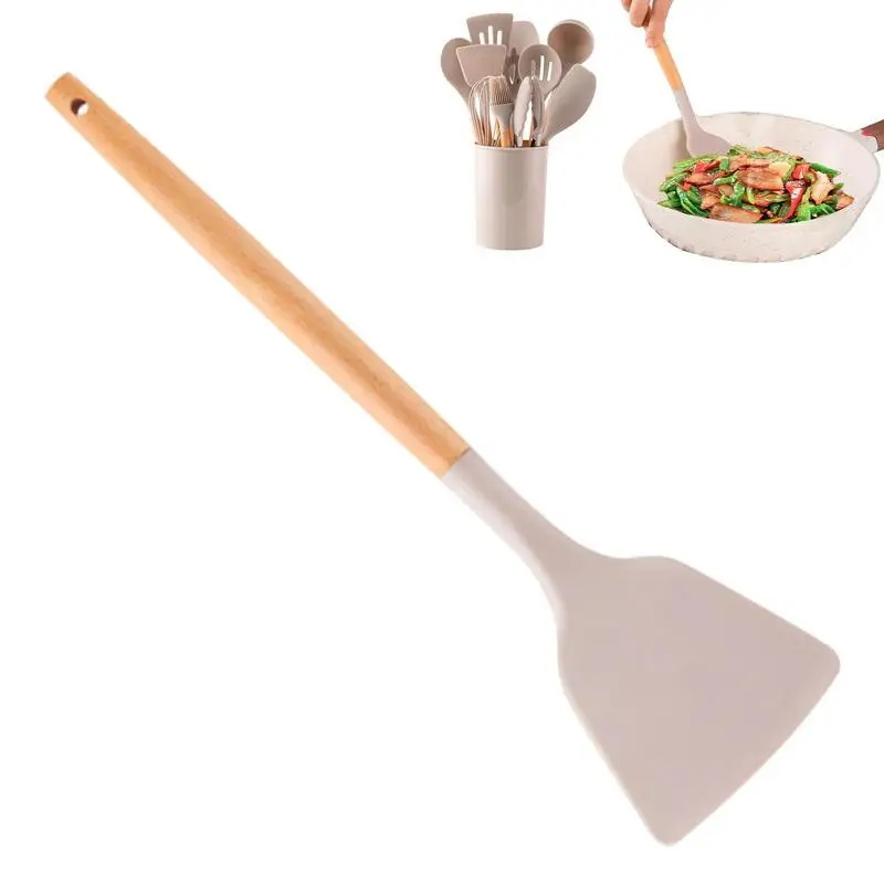 

Набор кухонной утвари, силиконовая антипригарная кухонная посуда с деревянной ручкой, 12 шт. антипригарных кухонных принадлежностей, набор кухонной утвари, лопатка