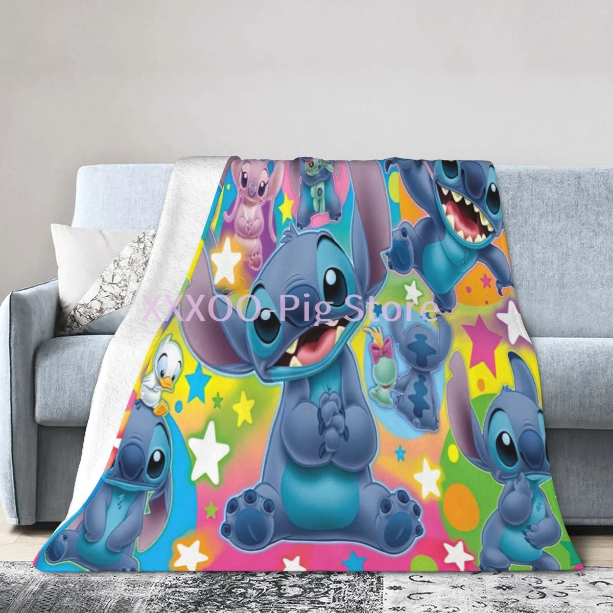

Cartoon Stitch Blanket Fashion Cartoon monster Flannel Fluffy Fleece Throw blanket Children and adult Gift Sofa Travel Camping