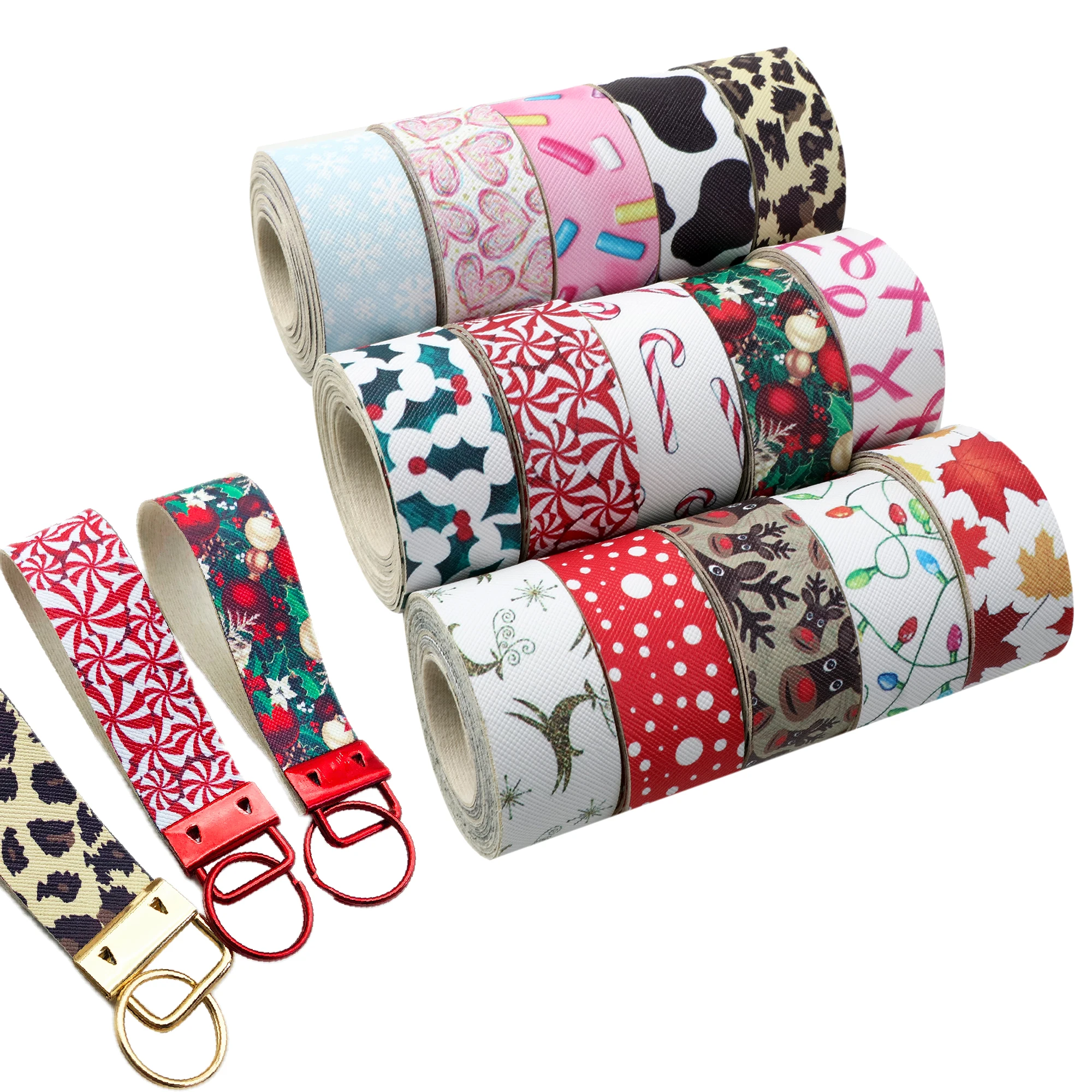 Лента из искусственной кожи с рождественским принтом 2 5*140 см