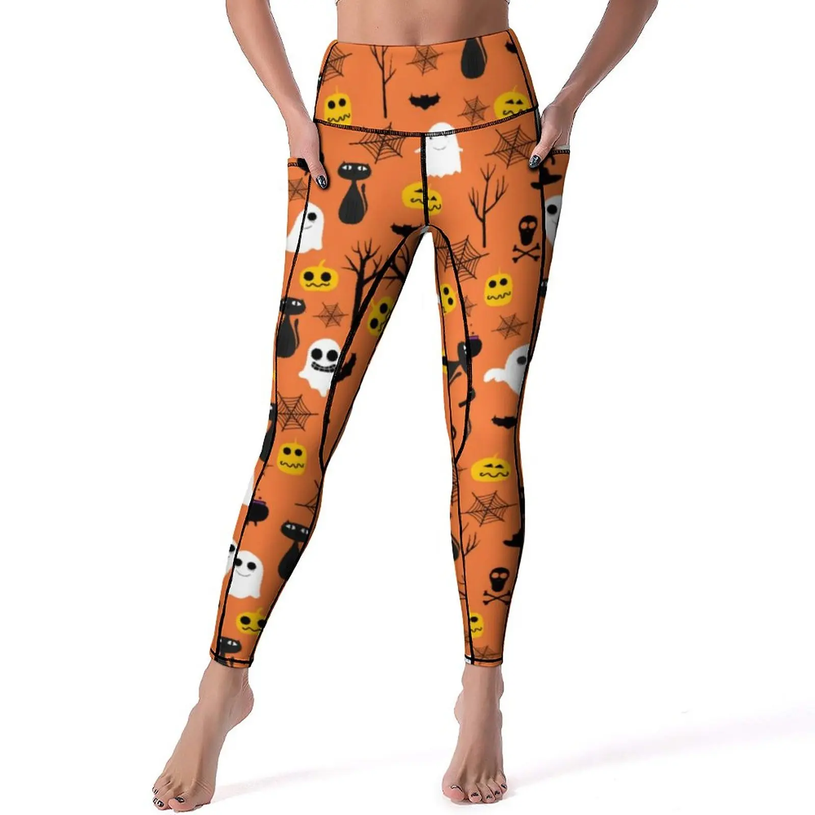 

Брюки спортивные с забавным призрачным принтом, с высокой талией