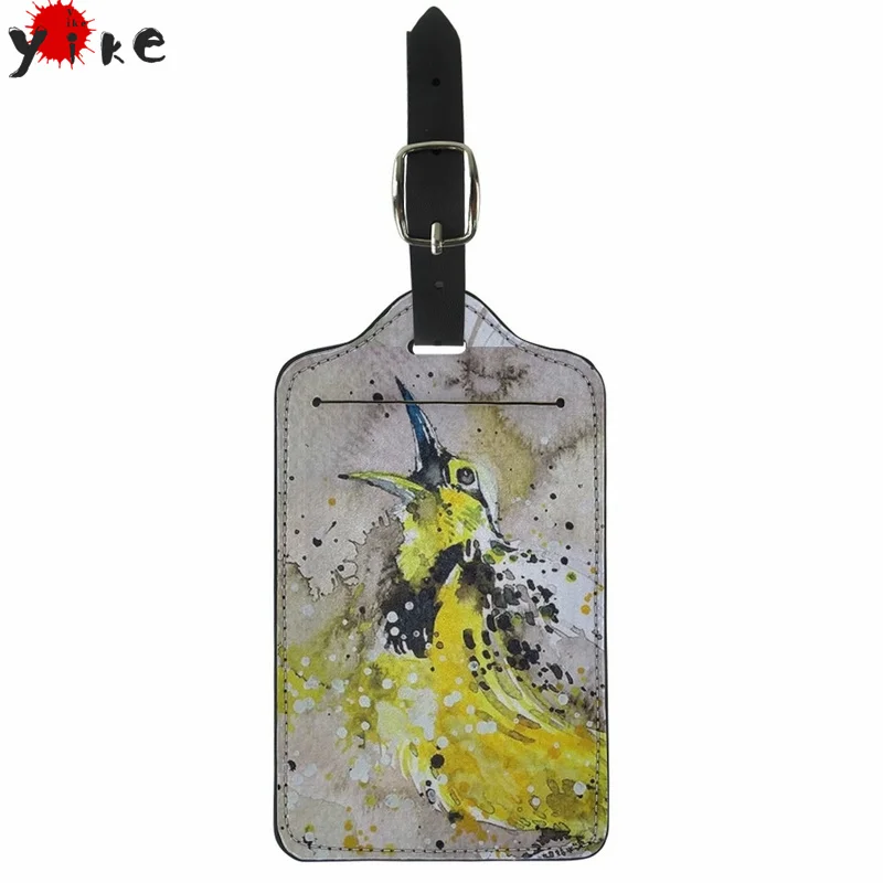 

Yikeluo Leather Luggage Tag Flower Animal Tie Dyeing ChartTravel Label Suitcase dentification Ladies Men Portable Suitcase Tag