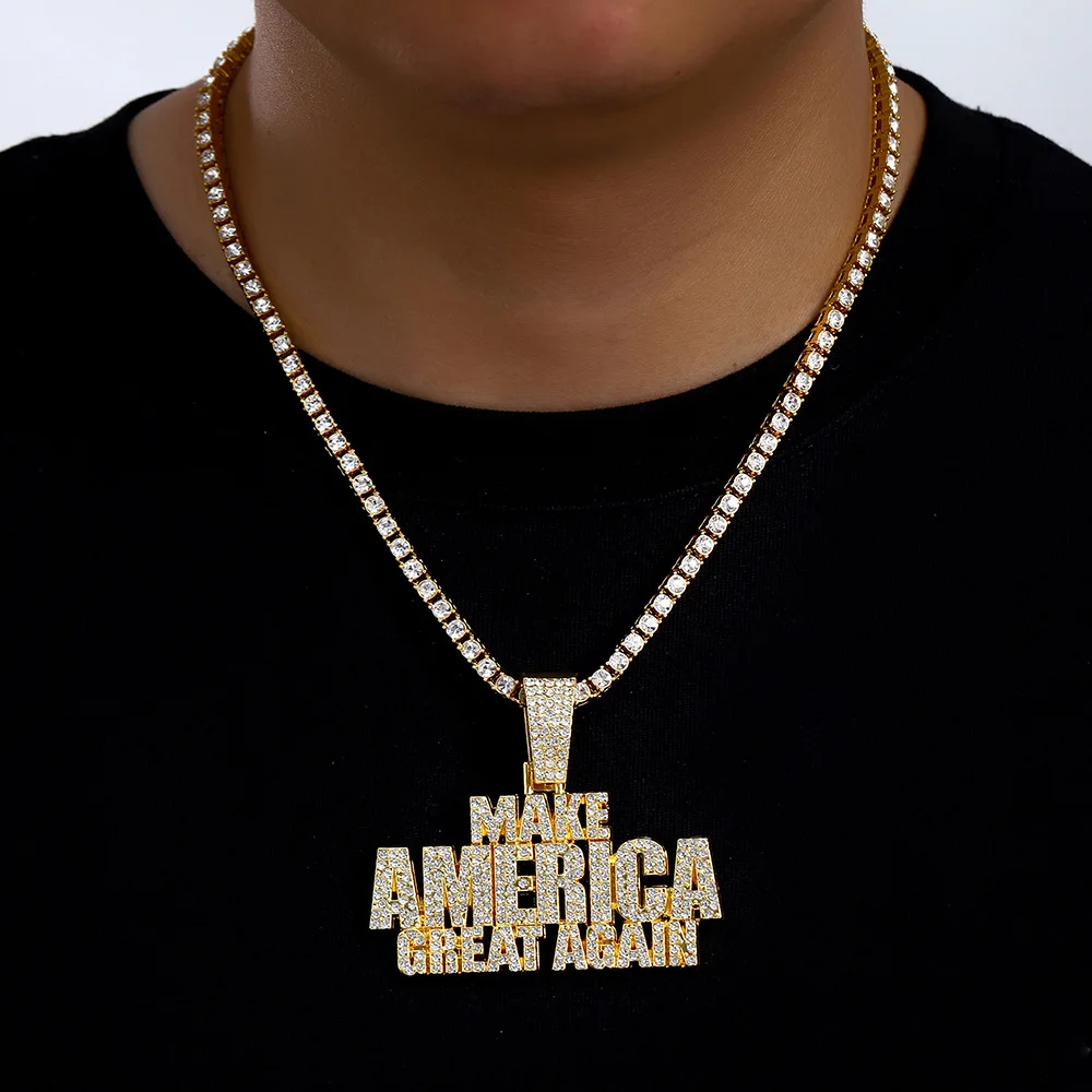 Кубинское Звено-цепочка Ожерелье В Стиле Хип-хоп С Блестящей Хрустальной