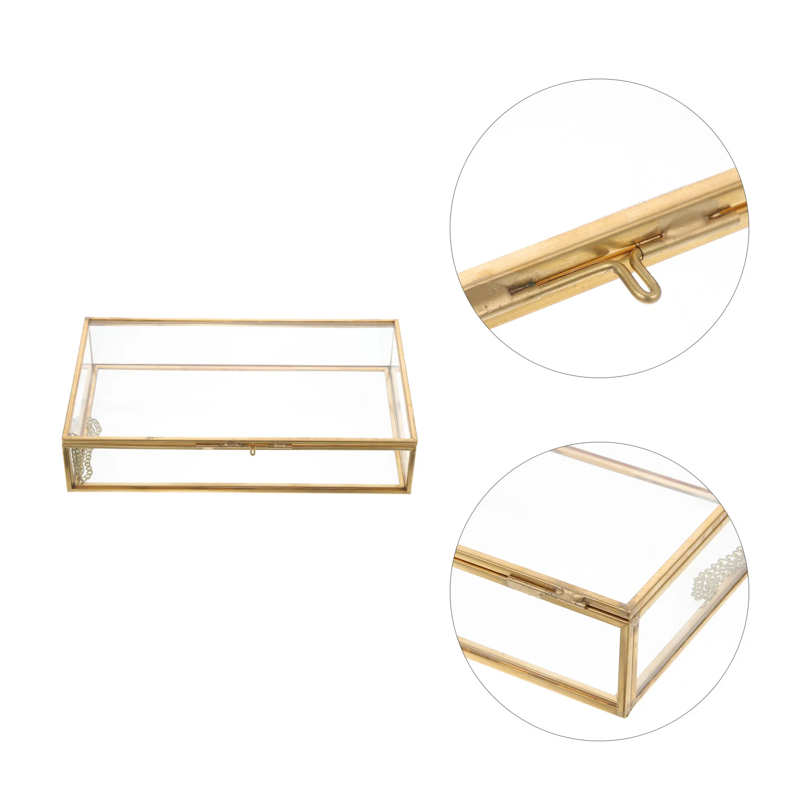 Jewelry Boxes Transparent Case with Hinged Lid Home Supplies Dust-proof Storage Vintage Style Glass Miss