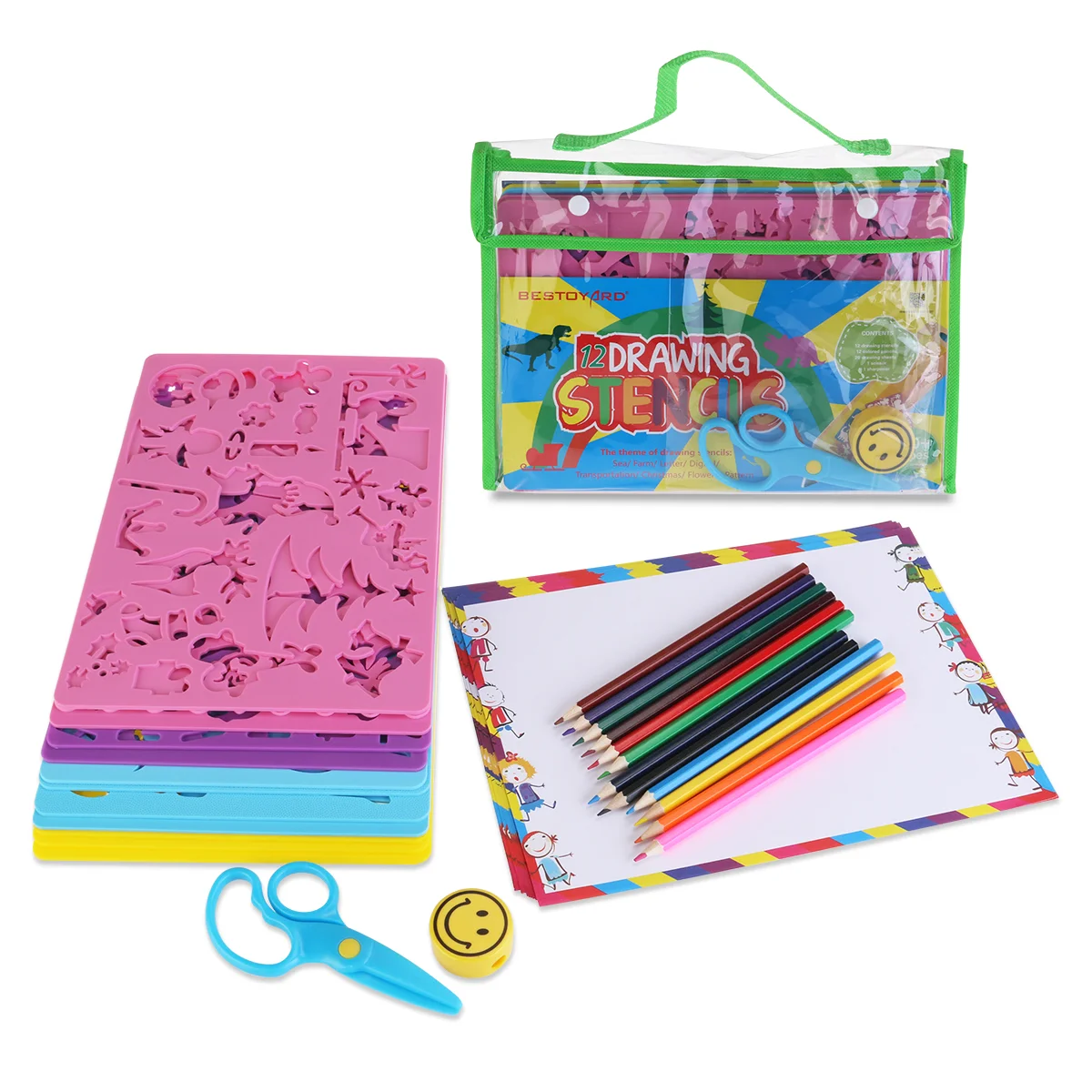 

Kids Stencils Drawing Set Painting Kit Stencil Scissors Tool Paper Scratch Chalkboard Numbers Easel Kits 8 Zmlm Ages