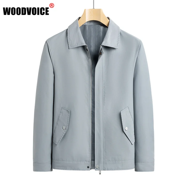 

Autumn Men's Business Jacket Casual Solid Color Turn Down Collar Zipper Coats 2023 New Men Clothes Office Outerwear Male Jackets
