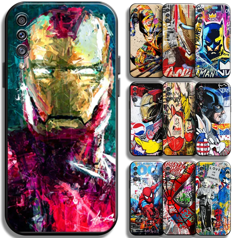 

Marvel Street Graffiti For Samsung Galaxy A50 Phone Case Shockproof Liquid Silicon Funda TPU Soft Coque Cover Cases