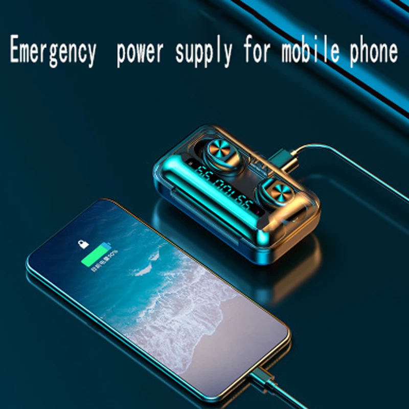 wireless headphones bluetooth earphones hd mirror3500mah charging box with flashlight noise cancelling deep bass stereo earbuds free global shipping