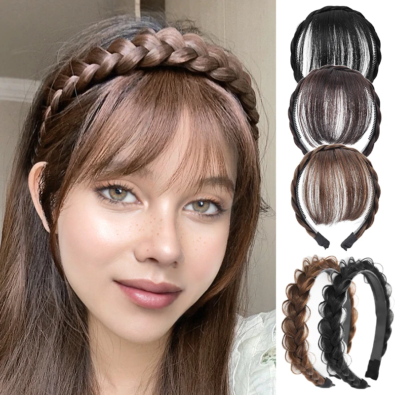 

Fake Hair Band Bangs Headband Synthetic Natural Hair Piece Clip Black Brown Daily Casual Hair Accessories Dress Up New Headwear