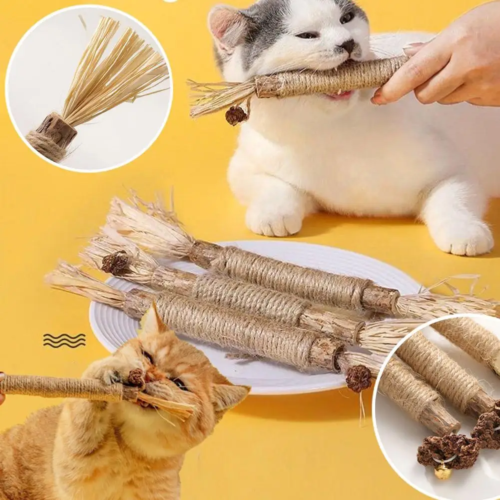 

Cat Toys Silvervine Chew Stick Kitten Treat Catnip Toy Natural Stuff With Catnip For Cleaning Teeth Indoor Dental X8P6
