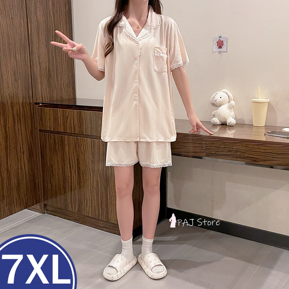 

Женский летний пижамный комплект M-7XL, одежда для сна большого размера, домашний костюм, шорты, домашняя одежда, комплект из двух предметов, домашняя одежда, пижамы, одежда для отдыха