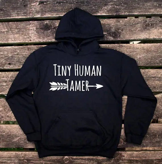 

Tiny Human Tamer Hoodie Woman Funny Mom Dad Parent Mommy Hoody Family Wife Gift Sweatshirt Long Sleeve Female Hoodie