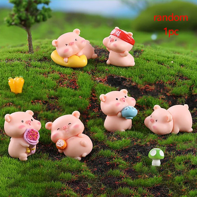 

Figurines Miniature Pig Micro Landscape Dollhouse Ornament Desk Accessories For Home Decoration Kids Gifts