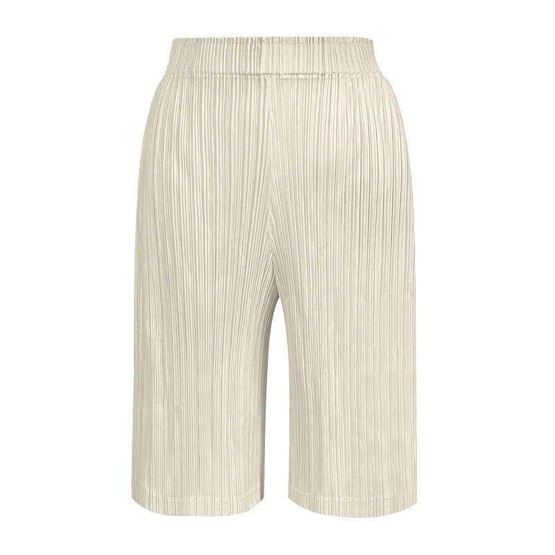 2023 Summer Cool New Fashion Design Solid Color Pleated Shorts Pocket Slim Basic Casual Pants for Women