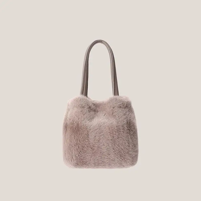 

Fluffy Plush Bucket Bags for Women Faux Fur Shoulder Crossbody Bag Winter Handbag Ladies Fashion Small Tote Purses 2023 Ins