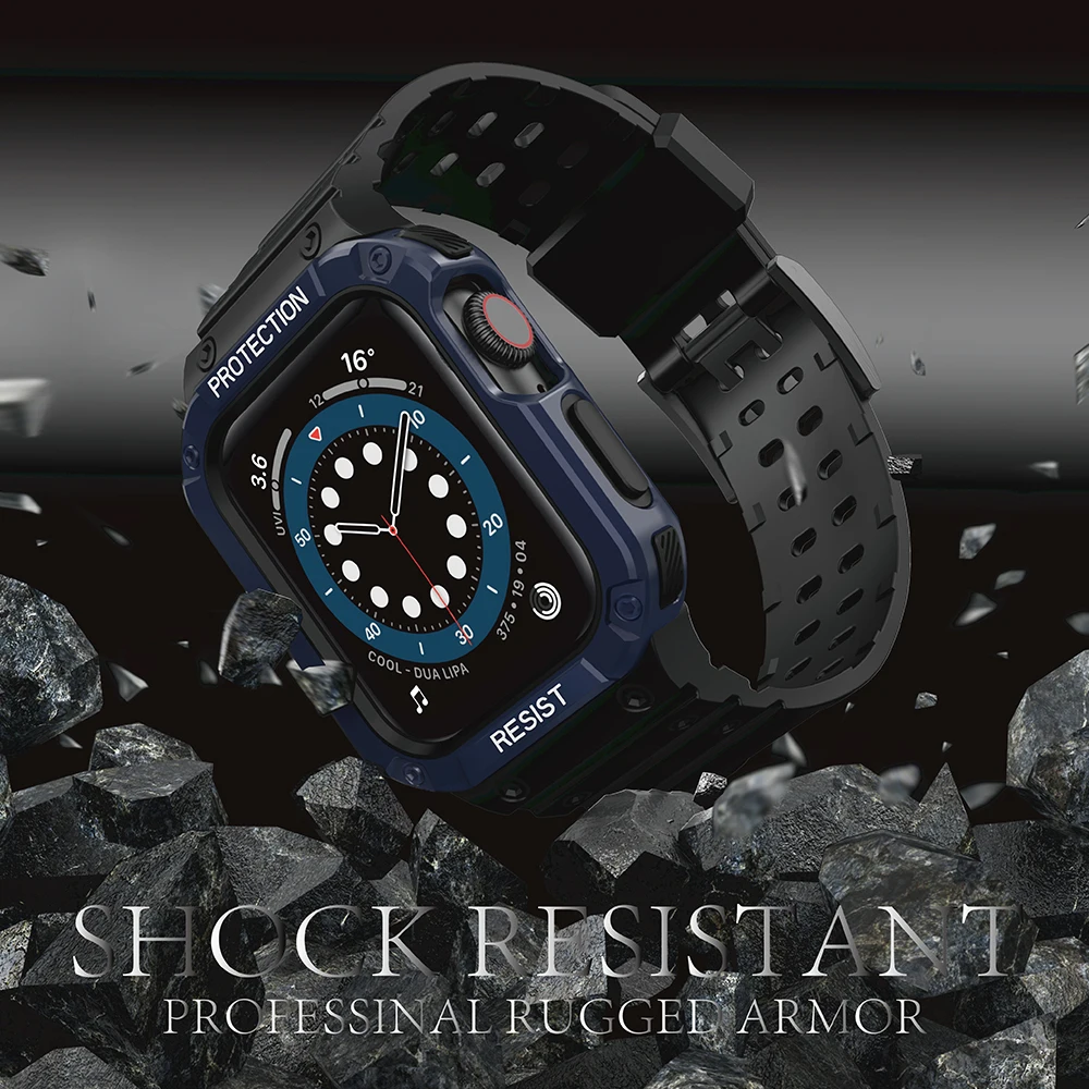 Breathable Sport Strap for Apple Watch Band 8 7 6 5 4 SE 44mm 40mm Silicone Breathable Strap Case for Iwatch 41mm 45mm 38mm 42mm