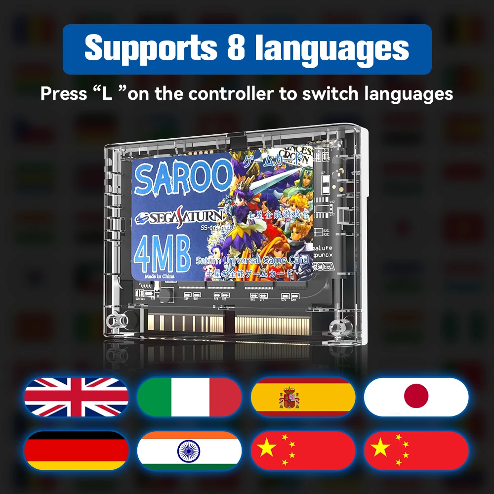 Картридж с загрузчиком SAROO HD для игровой консоли Sega Saturn 220 выбираемыми играми