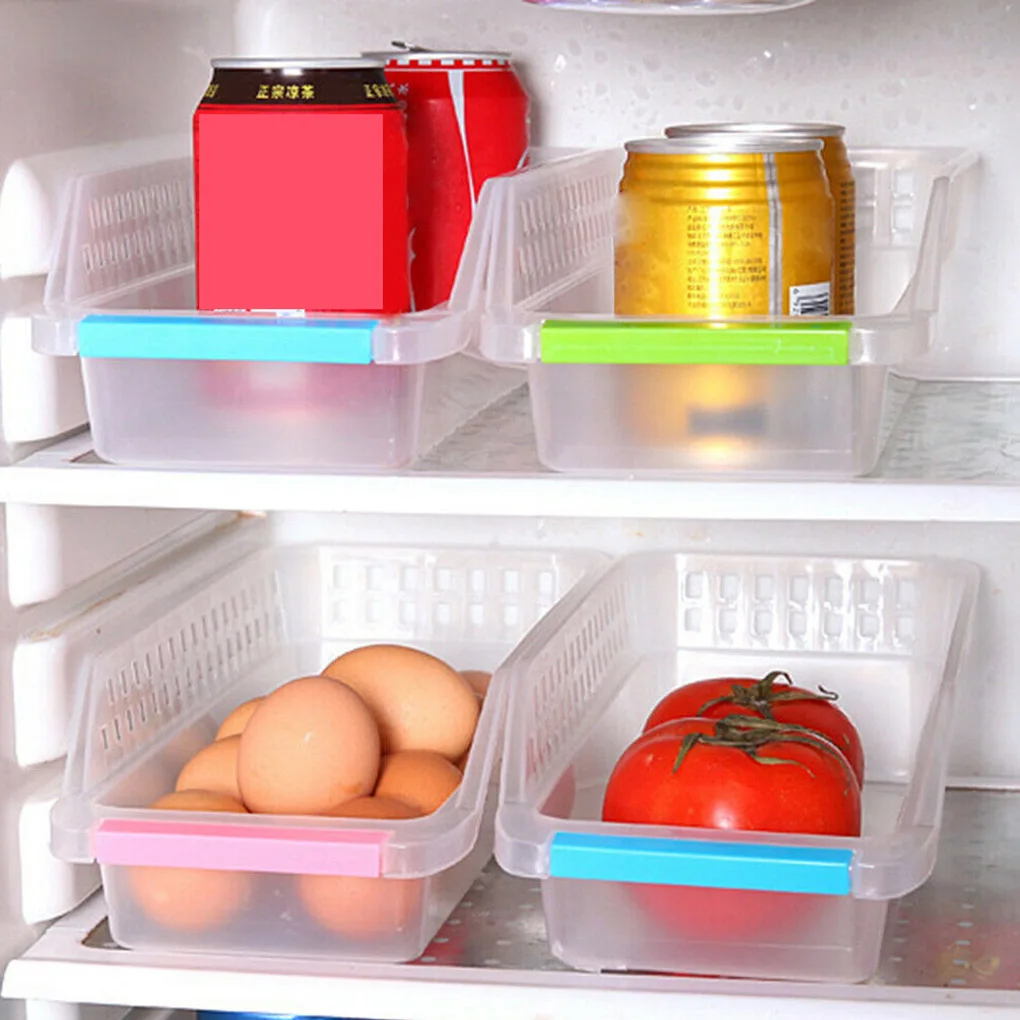 

Home Kitchen Fridge Space Saver Organizer Slide Under Shelf Rack Storage Holder Food Container Storage Container Random Color