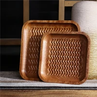 solid wood snack tray hand carved hammer pattern creative wooden plate nordic eco friendly tableware home kitchen supplies