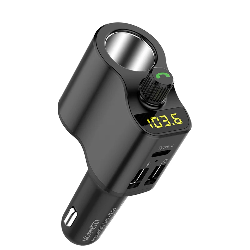 

87.5-108.0MHZ LED Receiver BT01 MP3 Player Bluetooth5.0 Type-C + Dual USB Car Charger FM Transmitter MP3 Player