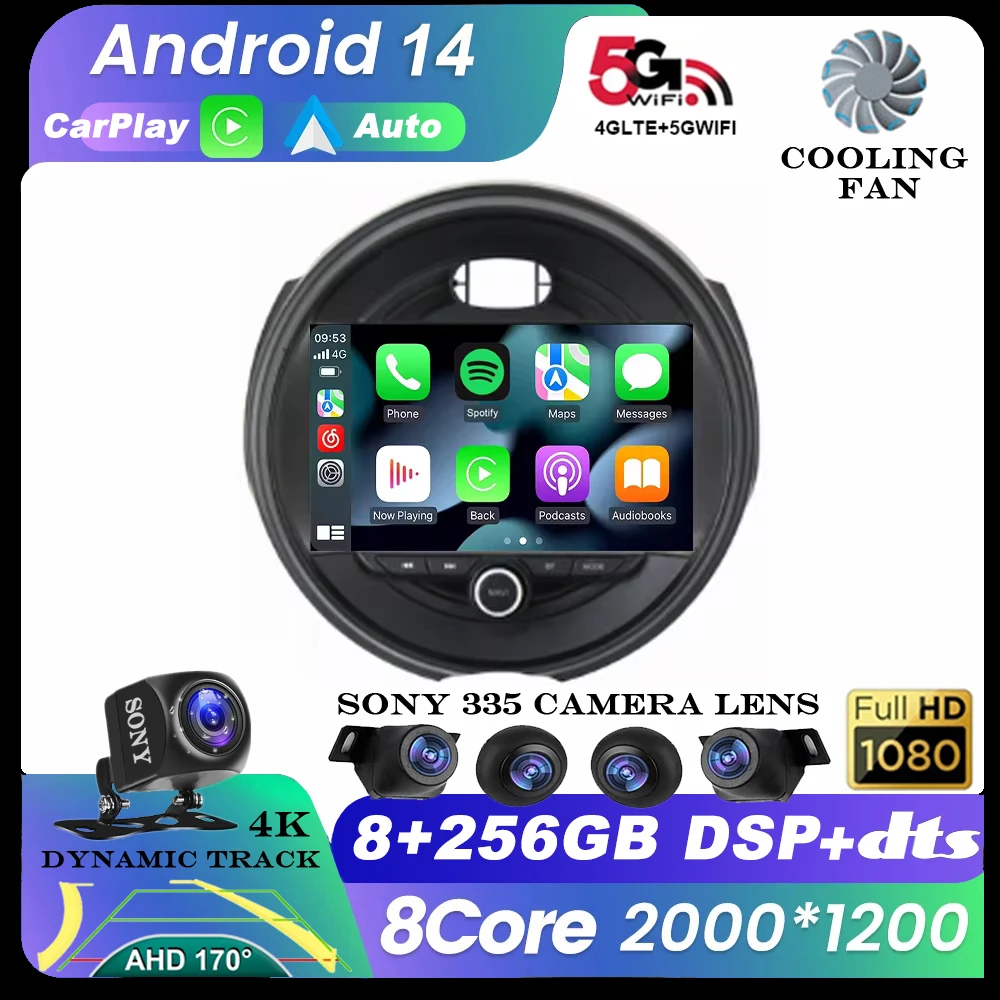 Автомобильный радиоприемник на Android 14 для BMW MINI COOPER F54 F55 F56 F60 2015 - 2019 WIFI 4G