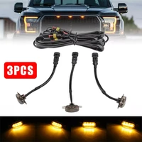 3 pcs car external amber style smoked lens amber led front running lights suitable for ford f150 f250 raptor grilles 2004 2019